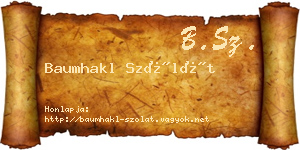Baumhakl Szólát névjegykártya